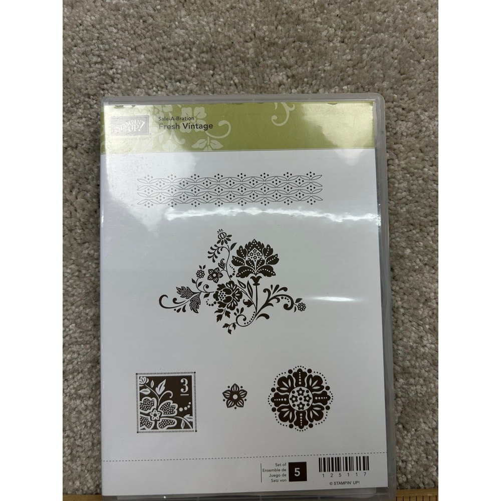 Stampin Up Fresh Vintage 125117 Rubber Stamp Set Floral Sale A Bration 5pc